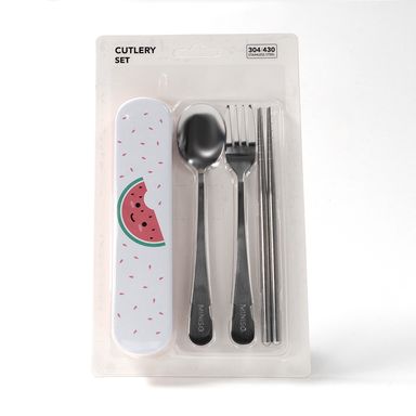 Set De Cubiertos 3 Pzs - Fruit Series FRUIT SERIES Cuchara, Palillos y Tenedor Metal Multicolor