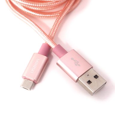 Cable De Datos Android 2.4A - Carcasa De Aluminio - Trenzado - 2M - Oro Rosa USB a Micro USB Aluminio Rosa 2 m