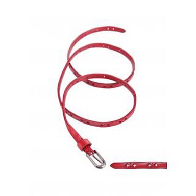 Cinturon Delgado Con Hebilla Para Mujer- Cuero - Rojo