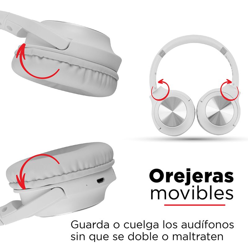 Audifonos De Diadema Inalambrico, Patterned Modelo Tm-053, Blanco