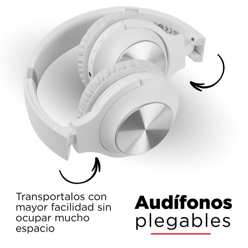 Audifonos De Diadema Inalambrico, Patterned Modelo Tm-053, Blanco