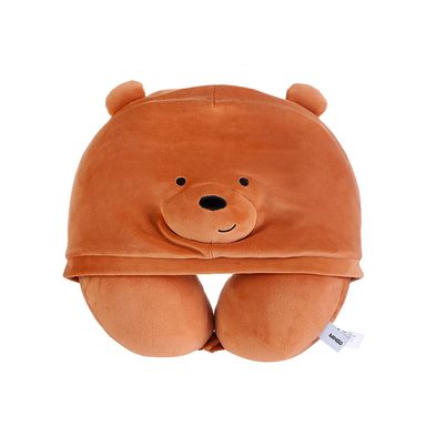 Almohada Para Viaje Con Capucha Grizzly - We Bare Bears We Bare Bears Pardo Felpa 31x31 cm