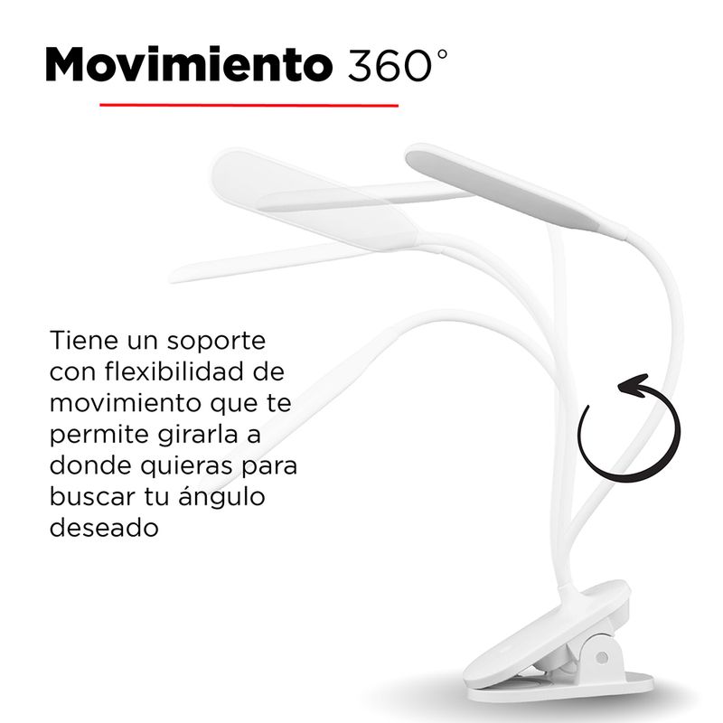 Lámpara de escritorio LED, luz de lectura de libros LED con cable USB, 1200  mAh, control