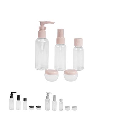 Set De Botellas De Viaje De Plástico 5 Piezas - Rosa, Gris o Negro