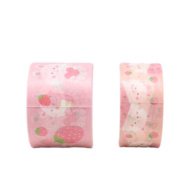 Cinta Adhesiva De Papel Milk Tea Series De  MINISO Conejo Color Rosa 2 Piezas