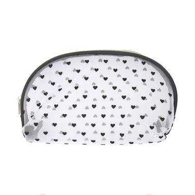 Cosmetiquera En Forma De Concha De Malla Con Patron De Corazones MINISO