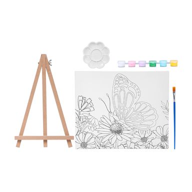 Kit De Pintura De Lienzo 30*25 Con Pintura De 6 Colores 2 Pinceles Y 1 Paleta De Mariposa Miniso