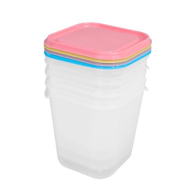 Contenedor De Plastico Color Mixto 1100Ml 4 Pzas