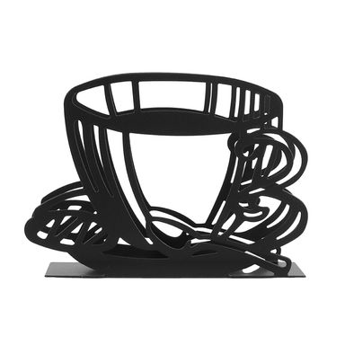 Servilletero En Forma Miniso Taza De Café Aluminio Negro 14x4x10 cm