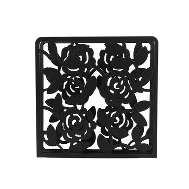 Servilletero Flowers Design Miniso Floral Aluminio Negro 15.5x4x15.5