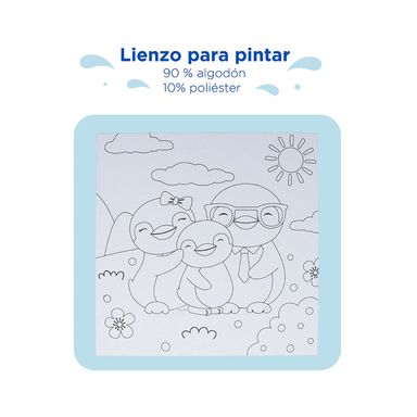 Kit De Pintura 10*10 Con 6 Colores Y 2 Pinceles Familia De Pingüino MINISO