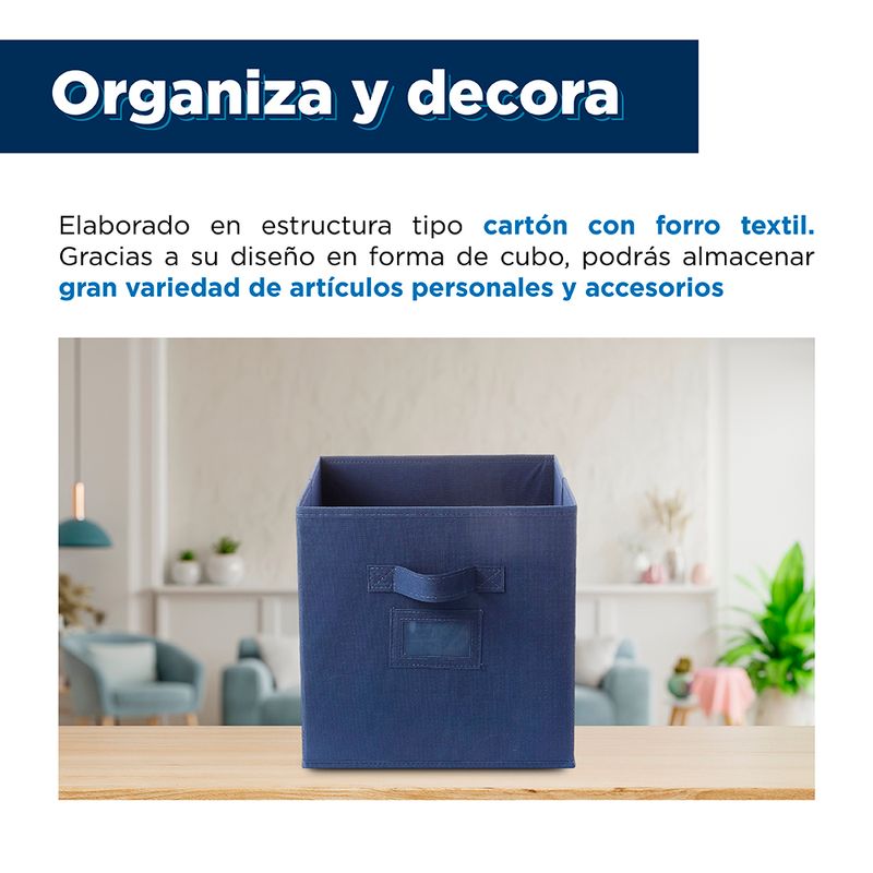 Organizador-De-Tela-De-Color-Solido-MINISO-Plegable-Textil-Azul-27x27x27-cm-4-10854
