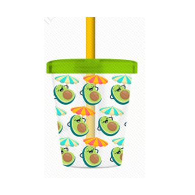 Vaso De Plastico Con  Bombilla Fruit Series De Aguacate  MINISO Plástico 400 ml