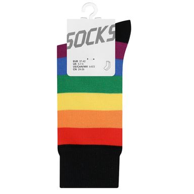Calcetas Para Mujer Delgadas Con Rayas Rainbow Series Negro 21Cm MODA Arcoíris