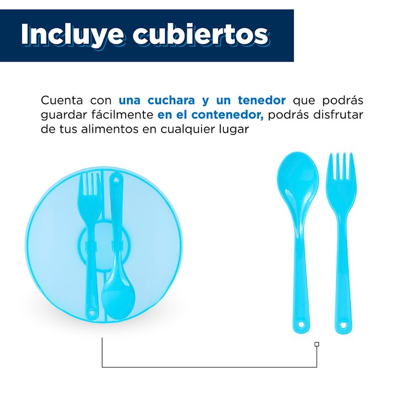 Contenedor De Almuerzo Para Niños, Cubertería Completa De 1100 Ml