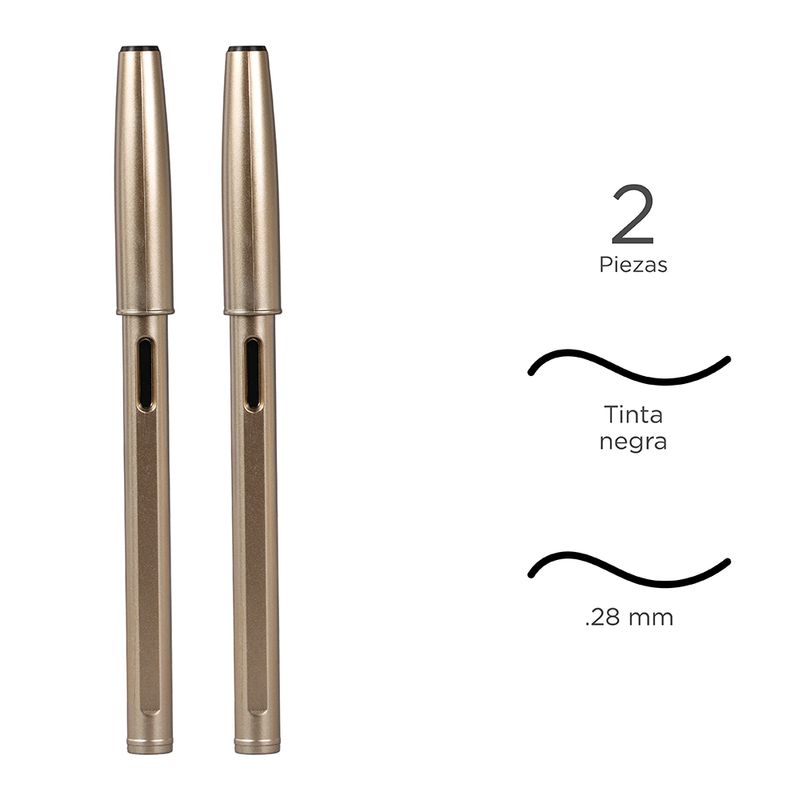 Pluma-0-28Mm-De-Gel-Negro-De-Varilla-Dorada-2-Pzas-3-3951