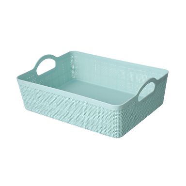 Cesto Plástico para Almacenamiento  con Mango Trenzado  Plástico Azul 24x18.5x10.3 cm