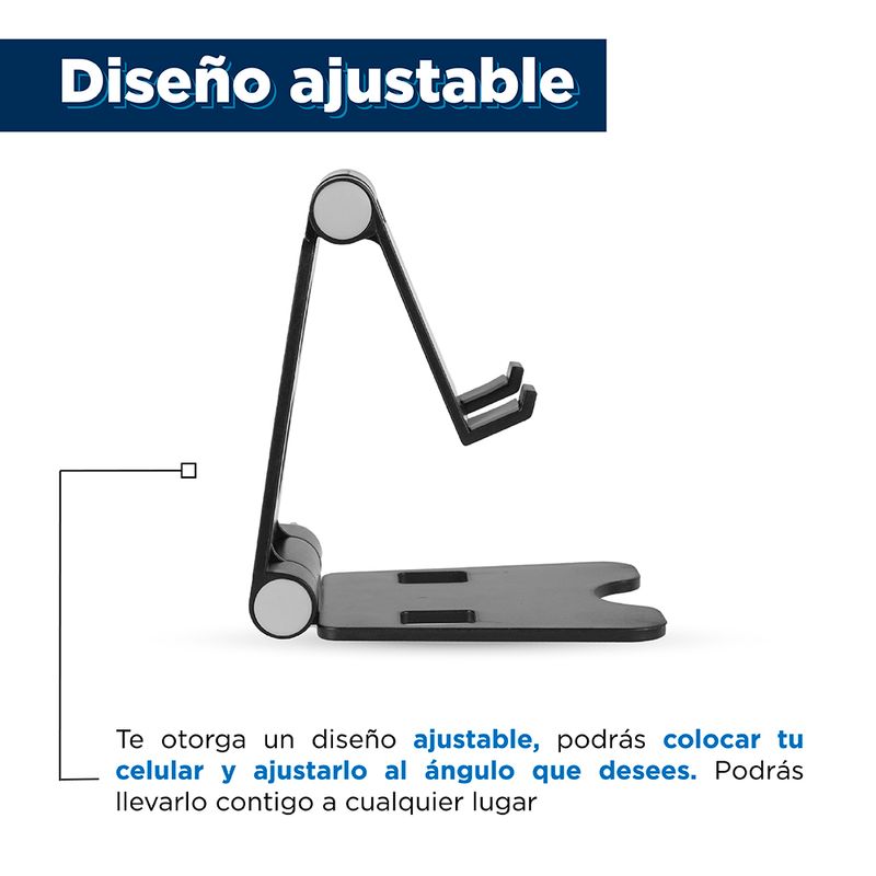 Soporte Para Celular, De Escritorio Plegable, Portatil, Negro