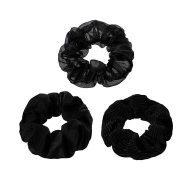 Paquete De Collet Para El Cabello Grandes Pure Color Negro 3Pzas Miniso Negro 3 Piezas