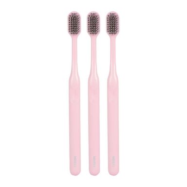 Paquete de Cepillos Dentales Cerdas Suaves Finas  Rosa 18.5 cm 3 Piezas