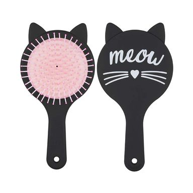 Cepillo Para Cabello En Forma De Gato Negro Con Rosa