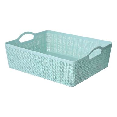 Cesto de Almacenamiento con Mango Trenzado Plástico Azul 34x27.5x12 cm