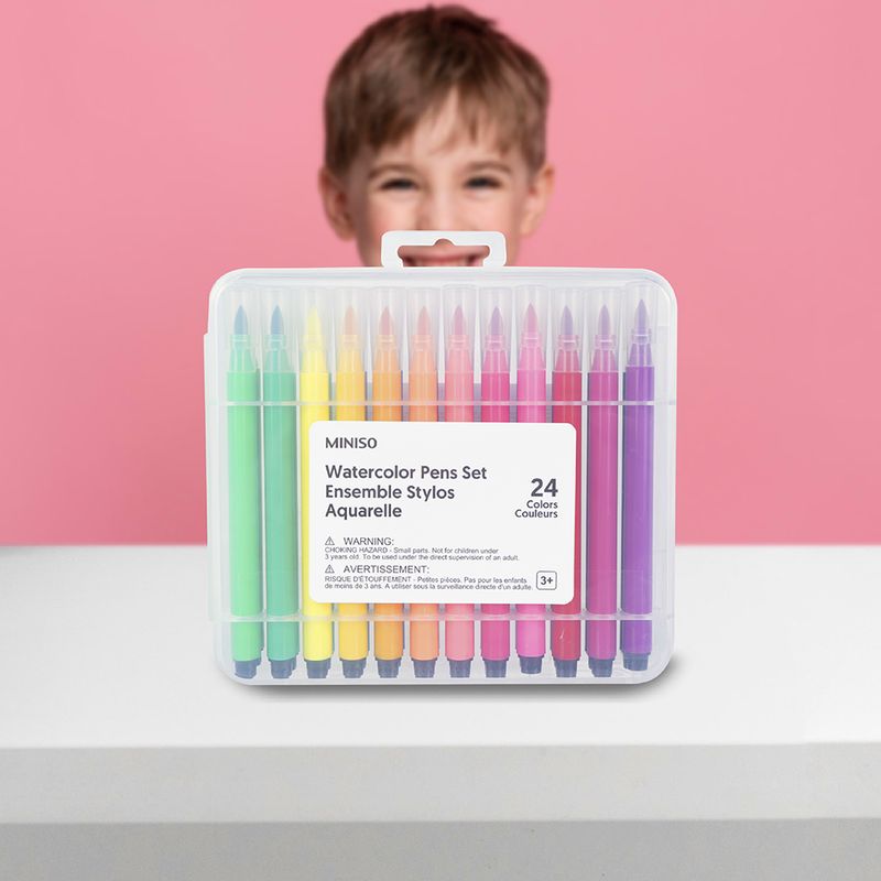 24 Mini Plumones Con Estuche Colores Niños