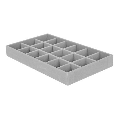 Organizador De Tela De Joyas Con Diesiocho Rejillas Miniso Textil Gris 21x12x2.5 cm