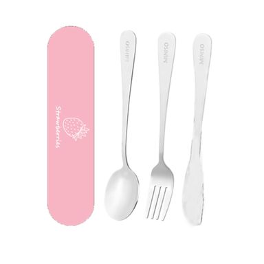Kit De Cubiertos Con Estuche Acero Inoxidable Rosa 17 cm