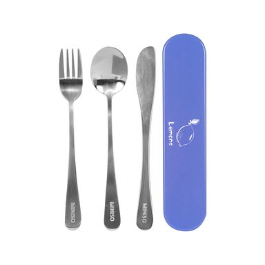 Kit De Cubiertos Con Estuche Acero Inoxidable Azul 17 cm
