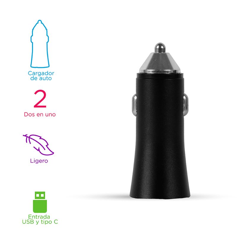 Cargador-De-Autom-vil-USB-Y-Tipo-C-Met-lico-Negro-3-12769