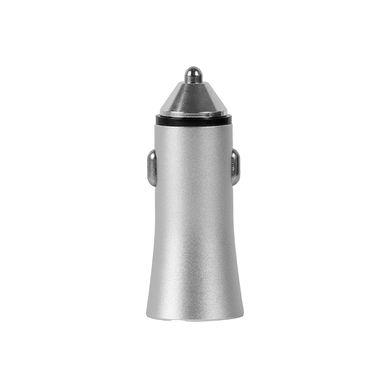 Cargador De Automóvil USB Y Tipo C Metálico Plateado