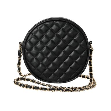 Bolsa Crossbody Redonda Con Patron De Celosia De Diamante Negro MINISO