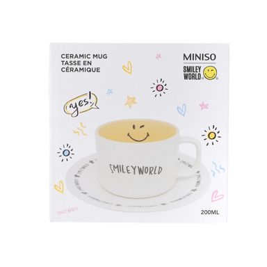 Taza Con Plato de Cerámica SMILEY WORLD MINISO