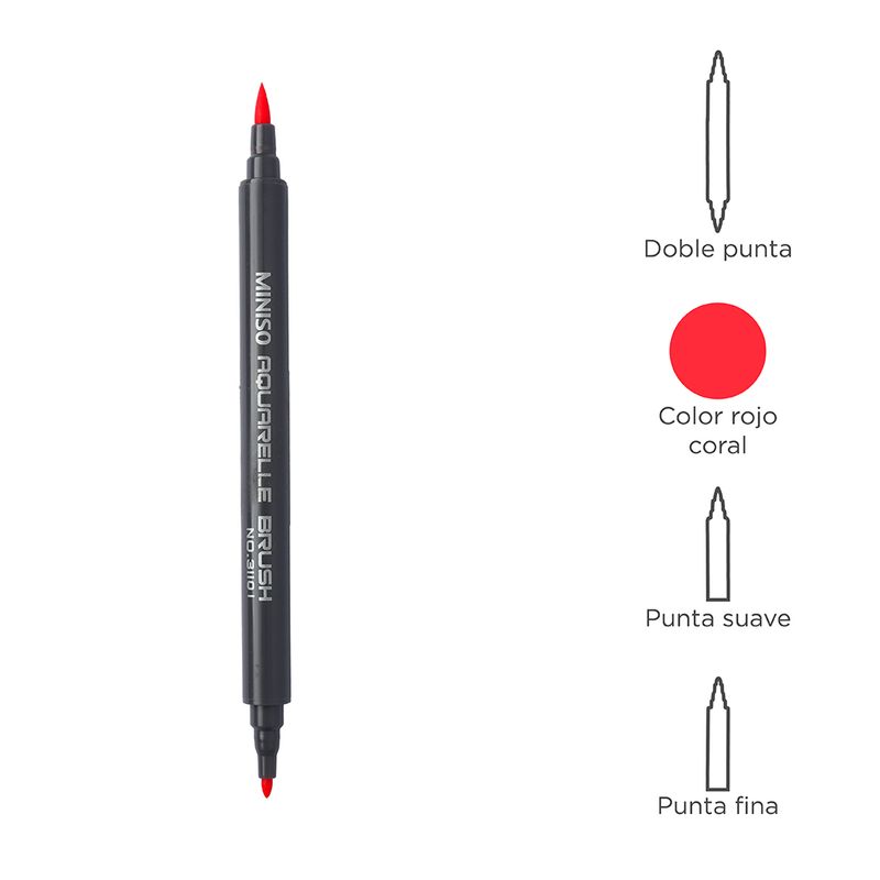 Plumon-A-Base-De-Agua-Doble-Punta-Rojo-Coral-168-12Cm-2-368