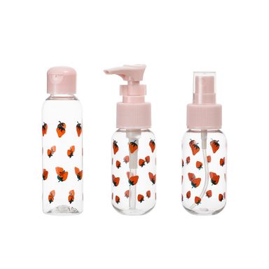 Kit Botellas De Viaje Miniso Strawberry 40 ml 3 Piezas