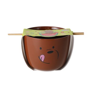 Tazón Con Palillos We Bare Bears Pardo Estilo Bowl Porcelana China 1150 ml