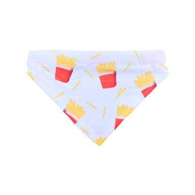 Bandana Para Mascotas Miniso Estampado Papas Fritas Blanca