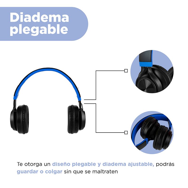 Auriculares Bluetooth Diadema Plegable 5.0 Azul Verde