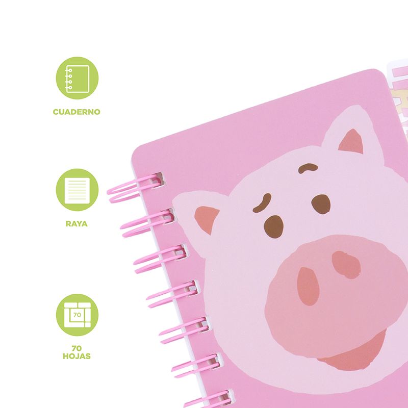 Libreta-En-Espiral-Con-Marcapaginas-A7-Toy-Story-Collection-De-Hamm-70-Hojas-Disney-TOY-STORY-Hamm-Rayas-Rosa-70-Hojas-3-9460