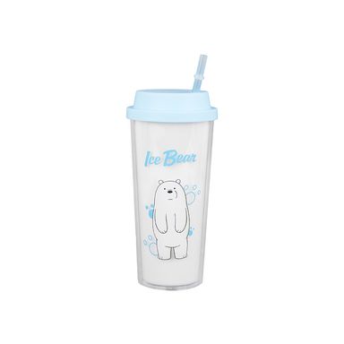 Vaso De Plastico Con Bombilla Oso Polar 550 Ml - We Bare Bears WE BARE BEARS Polar Plástico Blanco 550 ml