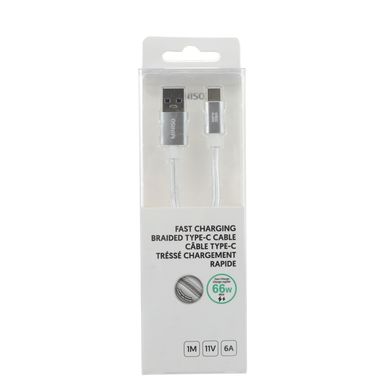 Cable De Carga Rápida Y Datos Miniso USB A Tipo C Reforzado En Nailon Blanco 66W