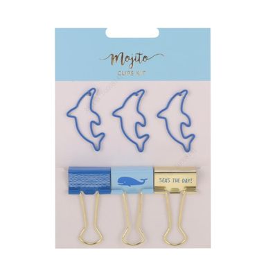 Set Clips De Papelería Miniso Mint Green Metálicos 3 cm, 5 cm 6 Piezas