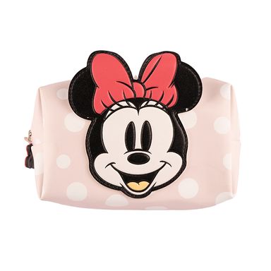 Cosmetiquero DISNEY Minnie Mouse Cuadrada con Lunares y Rostro Rosa 17X7X10 cm