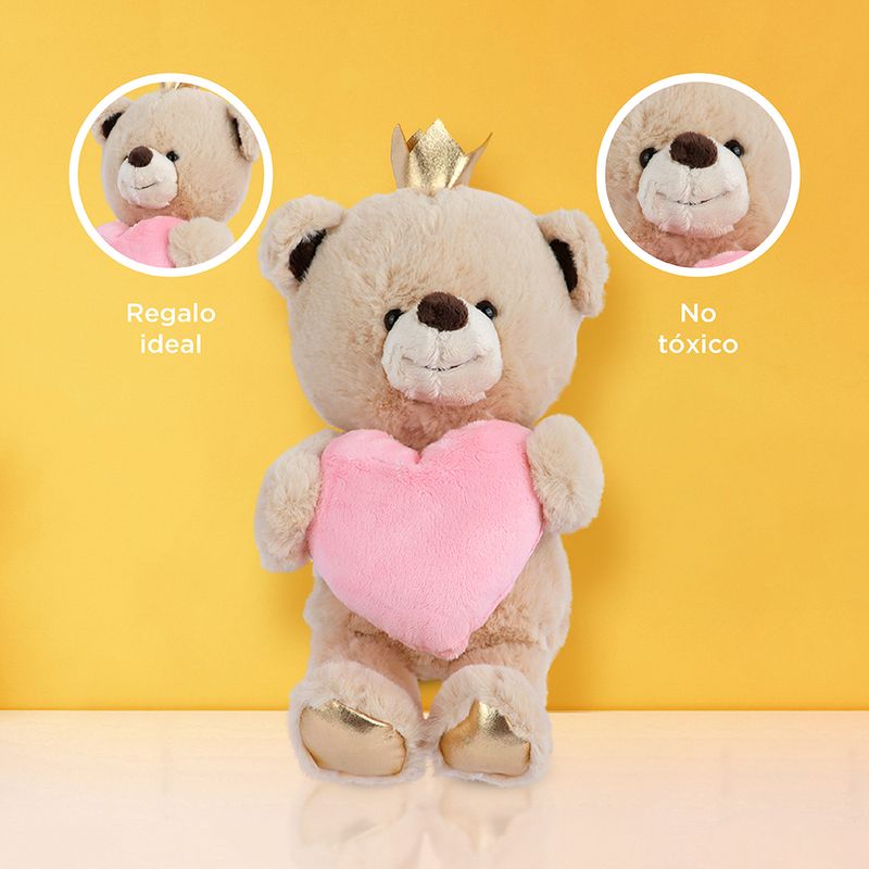 Peluche Osito con Corona y Corazon Rosa Miniso