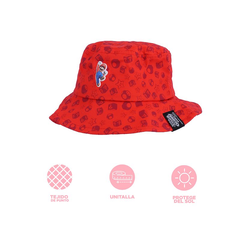 Sombrero-Bucket-Super-Mario-Bros-Rojo-Super-Mario-Bros-Infantil-100-Poli-ster-Rojo-3-21752