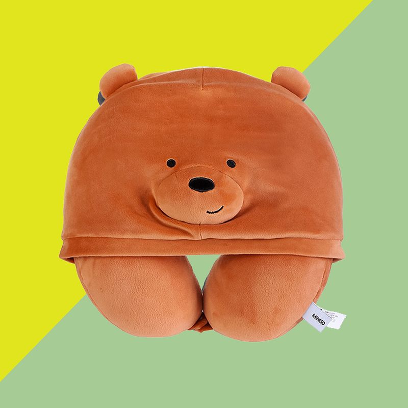 Almohada-Para-Viaje-Con-Capucha-Grizzly-We-Bare-Bears-We-Bare-Bears-Pardo-Felpa-31x31-cm-2-340