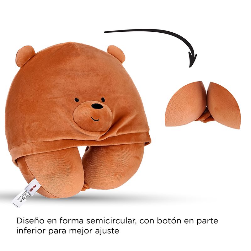 Almohada-Para-Viaje-Con-Capucha-Grizzly-We-Bare-Bears-We-Bare-Bears-Pardo-Felpa-31x31-cm-5-340