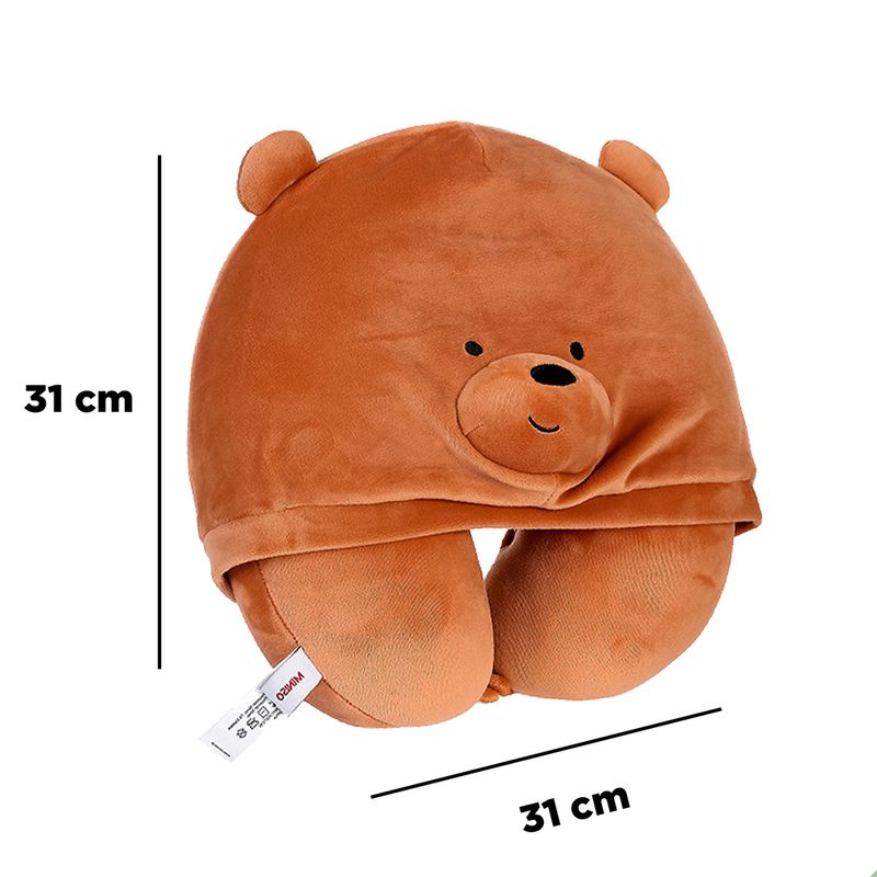 Almohada-Para-Viaje-Con-Capucha-Grizzly-We-Bare-Bears-We-Bare-Bears-Pardo-Felpa-31x31-cm-7-340