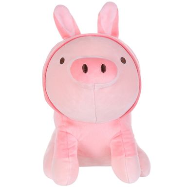 Peluche Miniso De Cerdito Sentado Con Capucha De Conejo Rosa 28x15 cm